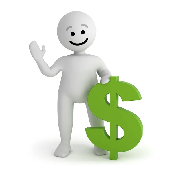 Funny smile character with green dollar sign — Stock Photo, Image