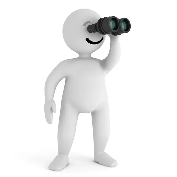 Funny smile character with binoculars — Stock Photo, Image