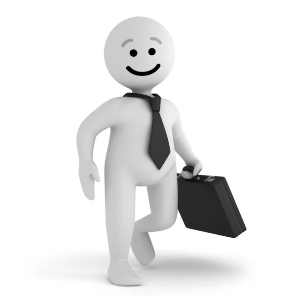 Grappige glimlach karakter zakenman met werkmap — Stockfoto