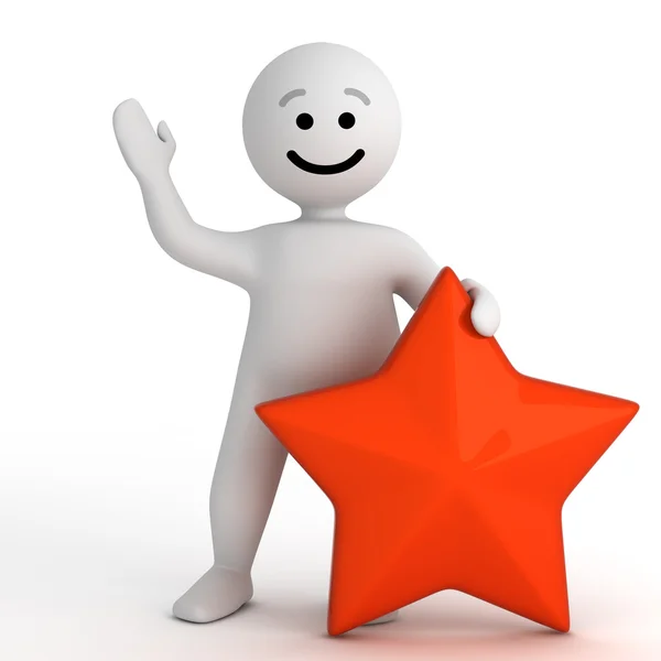 Funny smile character with red star — Stock Photo, Image