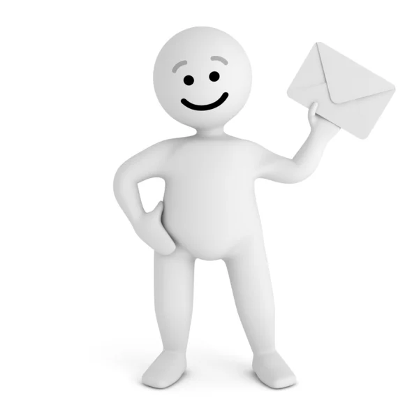 Funny smile character with mail — Stock Photo, Image