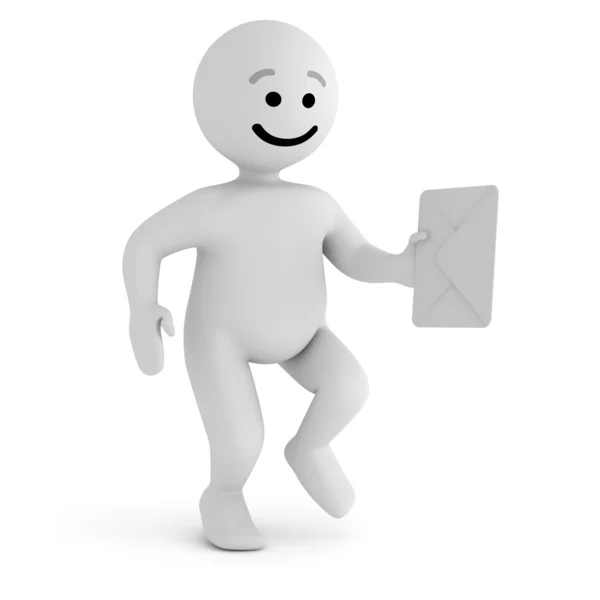 Funny smile character with mail — Stock Photo, Image