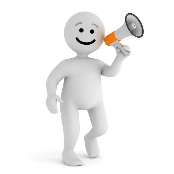 Funny smile character with megaphone — Stock Photo, Image