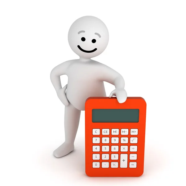 Funny smile character with calculator — Stock Photo, Image