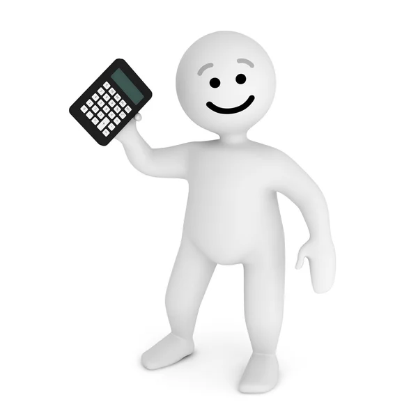 Funny smile character with calculator — Stock Photo, Image