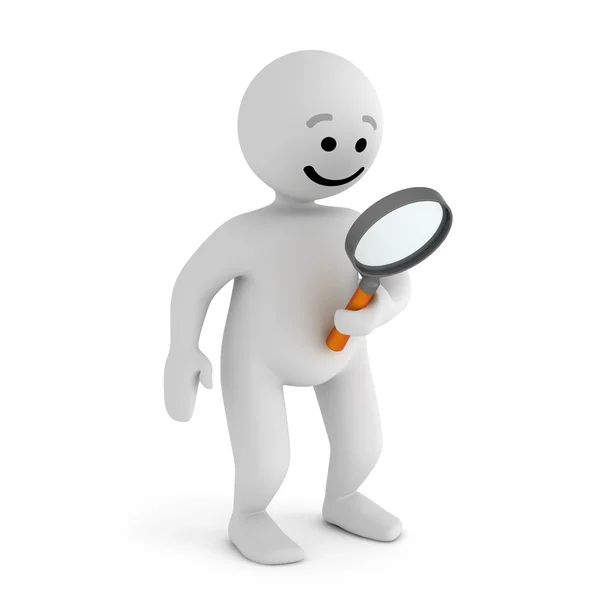 Funny smile character with magnifier search — Stock Photo, Image