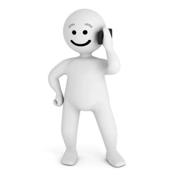 Personagem sorriso engraçado com telefone móvel — Fotografia de Stock
