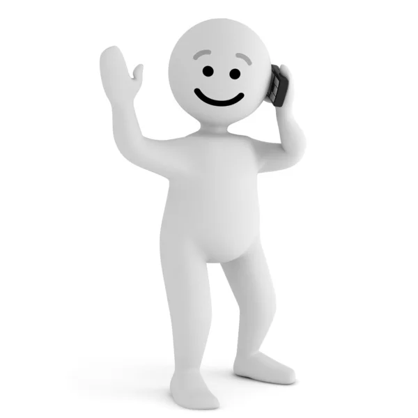 Vicces mosoly karakter-val mozgatható telefon — Stock Fotó