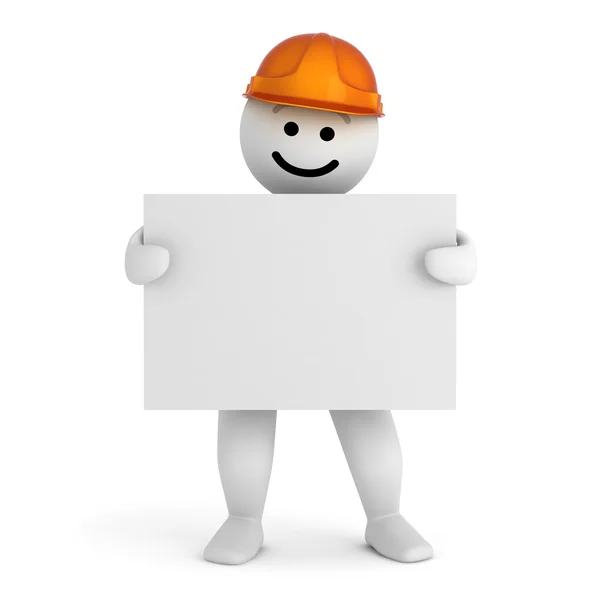 Funny smile character with blueprint — Stock Photo, Image