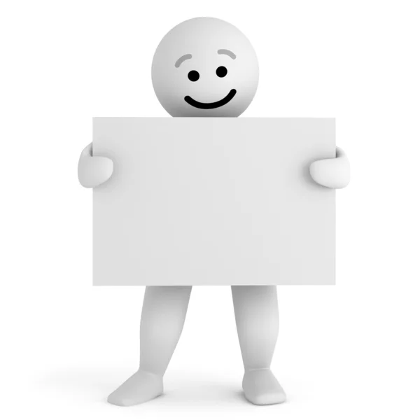 Funny smile character with banner — Stock Photo, Image