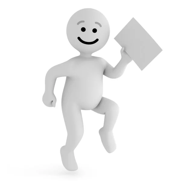 Funny smile character with blank paper — Stock Photo, Image