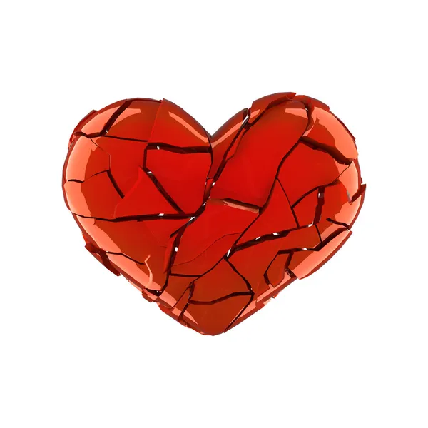 Coração vermelho partido — Fotografia de Stock