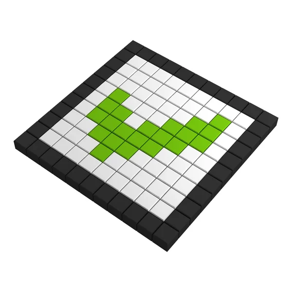 3D checkbox pixel ikon — Stockfoto