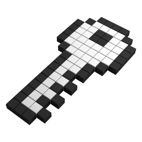 3D nyckel pixel ikon — Stockfoto