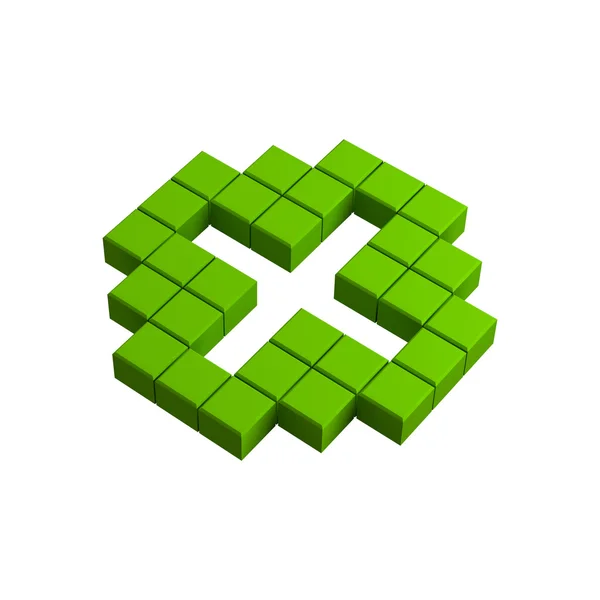3d plus Pixelsymbol — Stockfoto