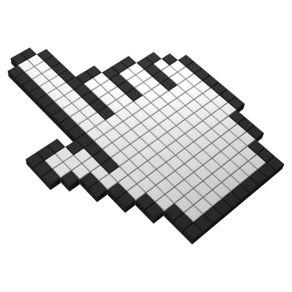 Icono de píxel de mano 3d — Foto de Stock