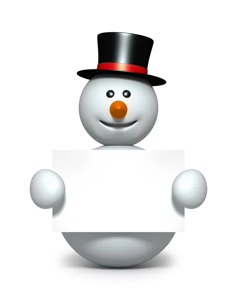 Snowman with banner — Stock Photo, Image