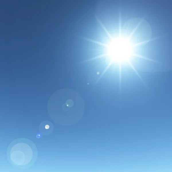 Солнце с бликом объектива — стоковое фото