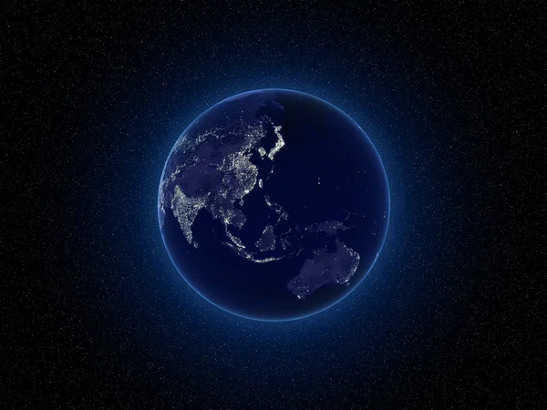 Planeta ziemia noc światła — Zdjęcie stockowe