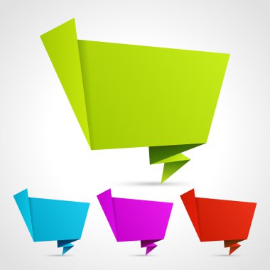 Abstract origami speech bubble set clipart