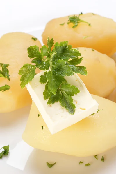 Parsley and butter on boiled potatoes — Stock Photo, Image