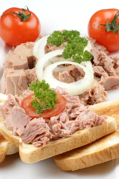 Vers en lekker tonijnsalade met biologische tomaten — Stockfoto