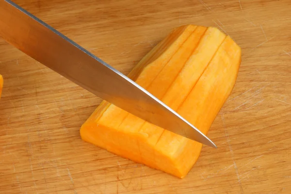 Individual steps to process a butternut squash — Stock Photo, Image
