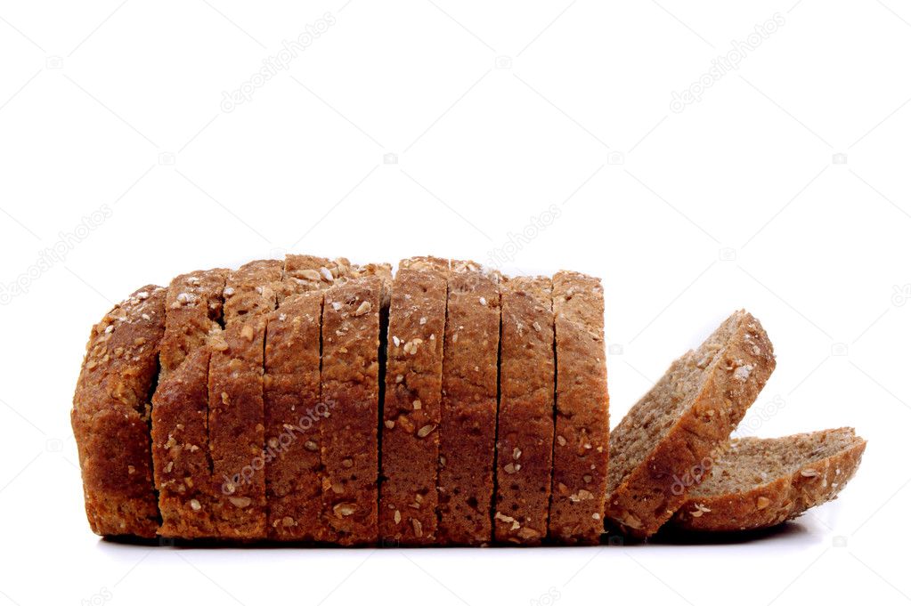 Home made soda bread sliced on white background
