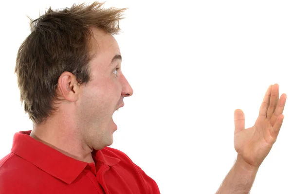 Jonge man schreeuwen met zijn mond open — Stockfoto