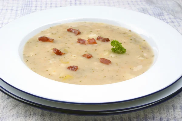 Home made potato soup with some herbs — Stock Photo, Image