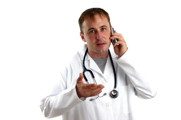 Medicinsk personal gester under ett samtal — Stockfoto