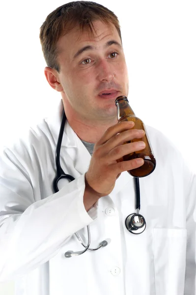 Medical staff with a serious alcohol addiction problem — Stock Photo, Image