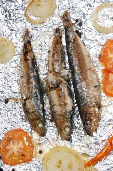 Stock image Some freshly grilled sardines prepared as food