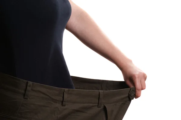 Pants that is much too large after weight loss — Stock Photo, Image