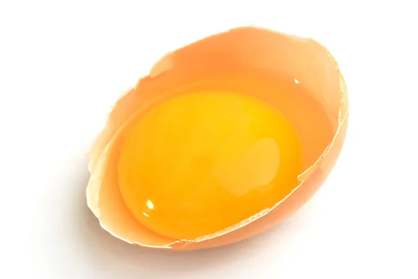 打开外壳和鸡蛋蛋黄 — 图库照片