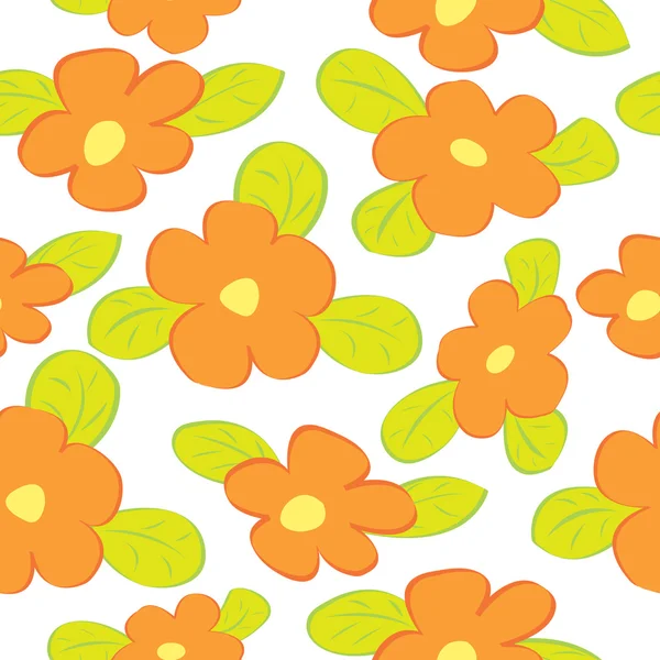 Бесшовный цветочный узор с оранжевыми цветами — стоковый вектор