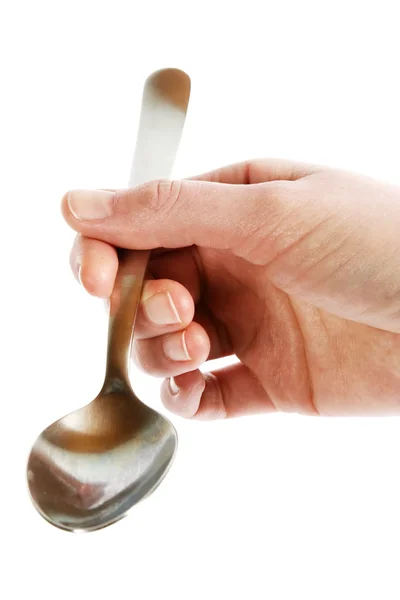 Cucchiaio in mano — Foto Stock