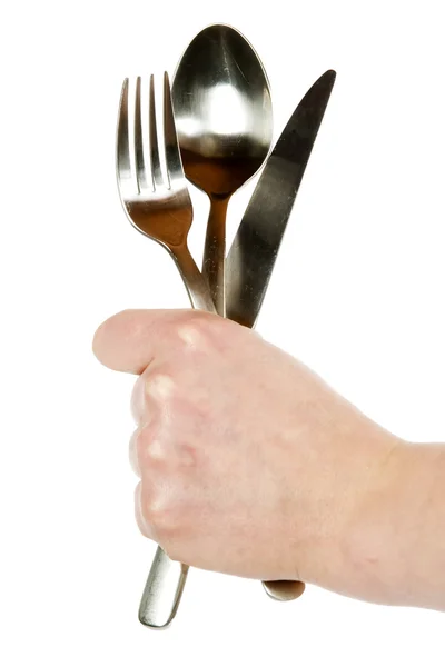 Coltello, forchetta e cucchiaio — Foto Stock
