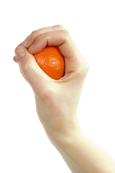 Elinde turuncu — Stok fotoğraf