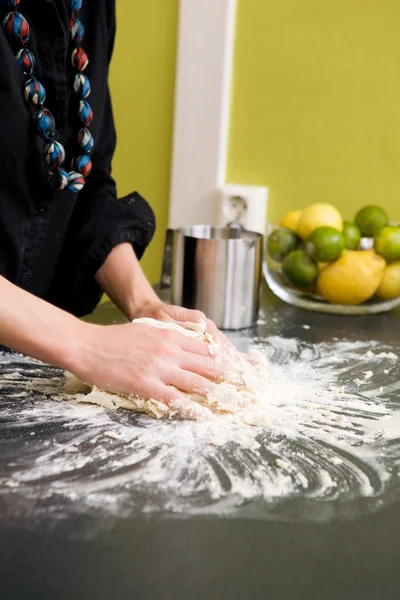 Kneading Dough with Hands — Stock Photo, Image