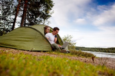 Computer Outdoor Tent clipart