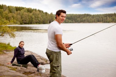 Fishing on Camping Trip clipart