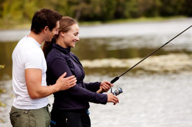 Happy Fishing Woman clipart