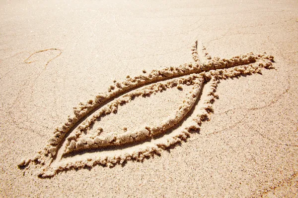 Symbole de sable de poisson — Photo