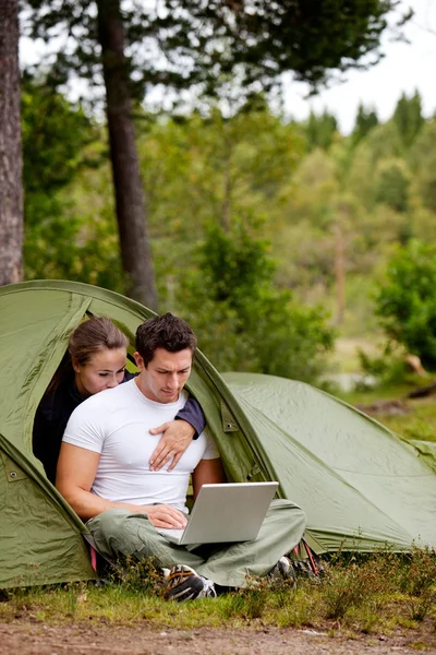Computer Outdoor Tent — Stock Photo, Image
