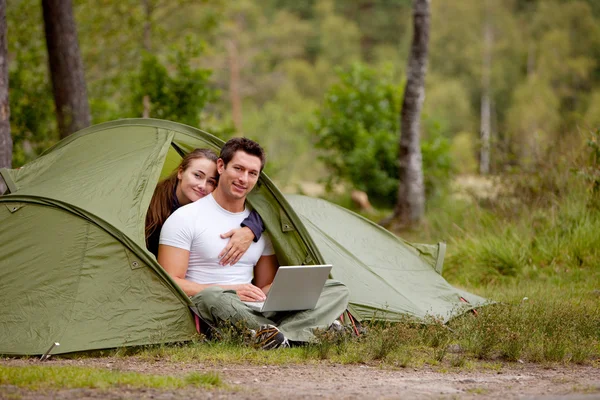 Computer Outdoor Tent — Stock Photo, Image