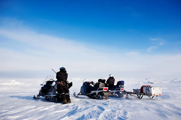 Avventura in motoslitta Svalbard Foto Stock