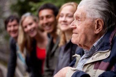 Elderly Man Telling Stories clipart