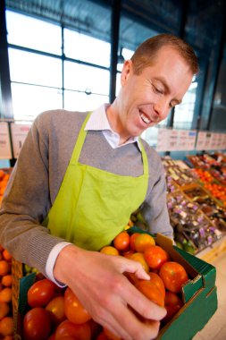 Happy Grocery Store Owner clipart