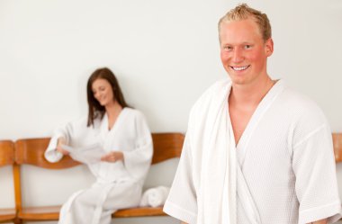 Man in Spa Reception clipart